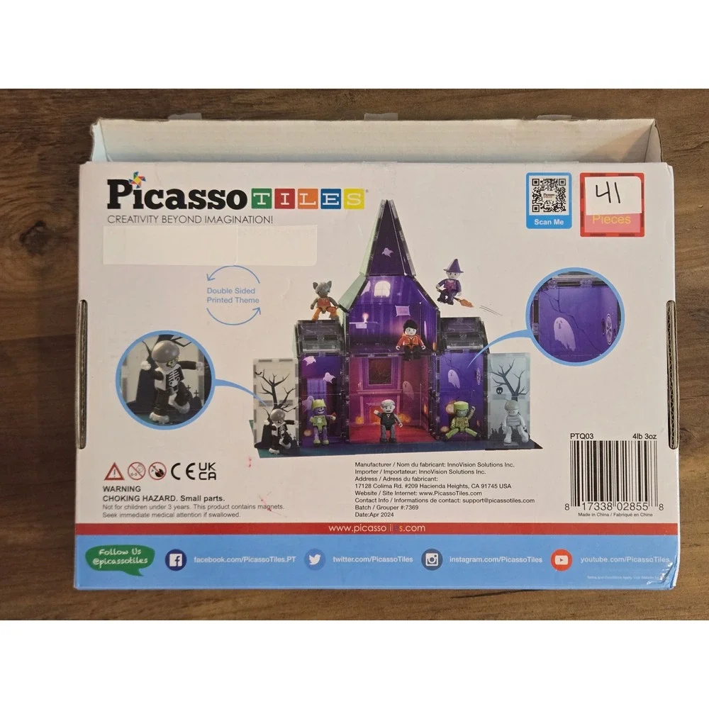 PicassoTiles Haunted House 41 Piece Magnetic Building Set Halloween Theme READ